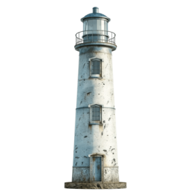 an old lighthouse on a white background