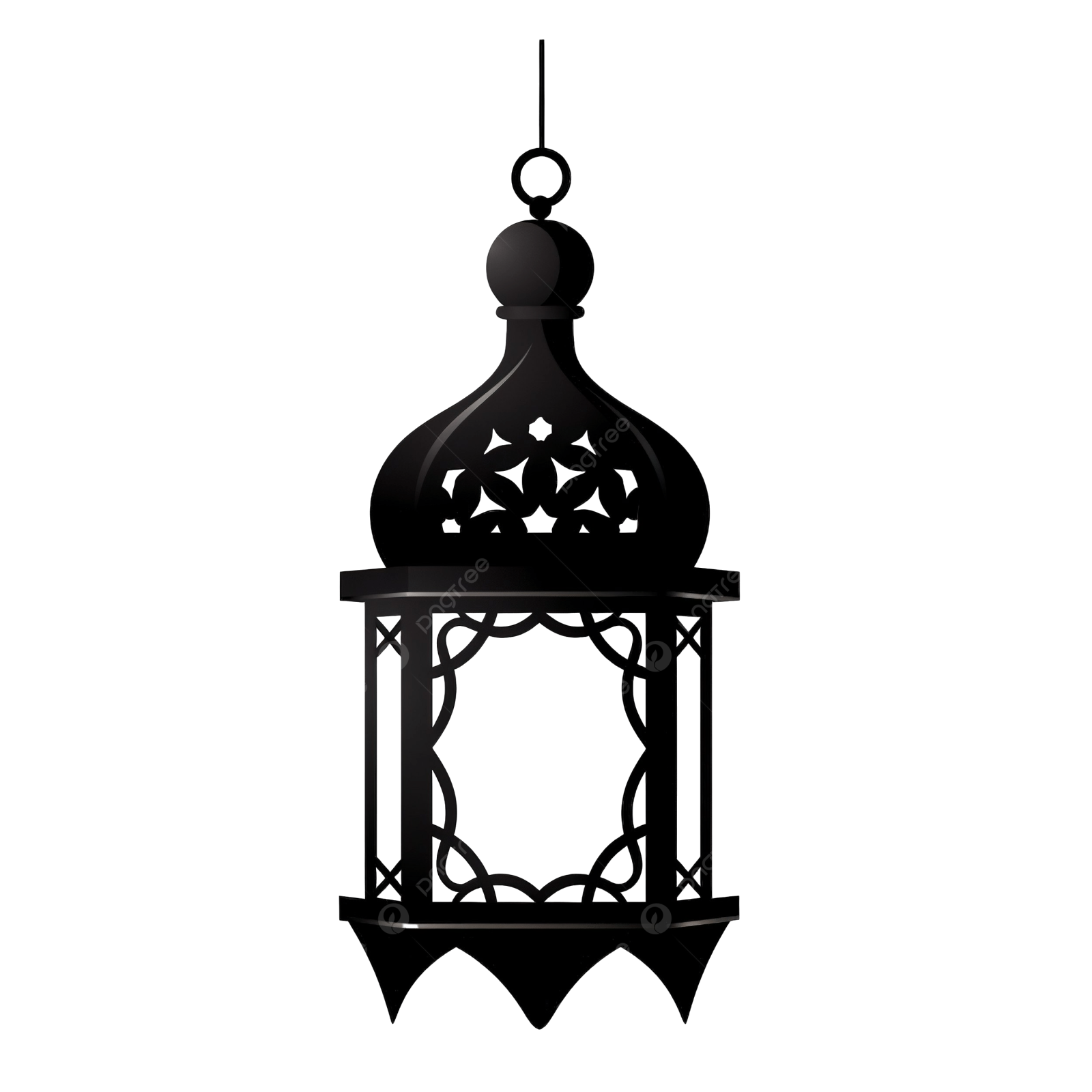 a black and white silhouette of a lantern