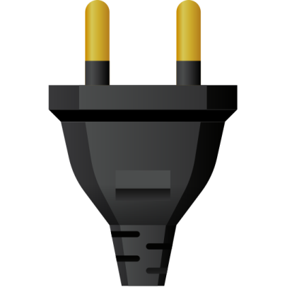 a plug with two yellow lights on it