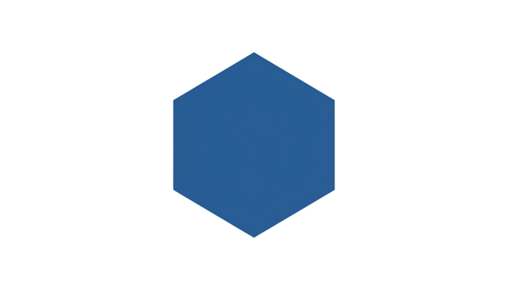 a blue pentagon with a white background