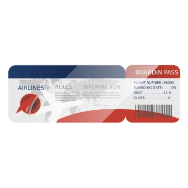 a boarding card with the name of an airline