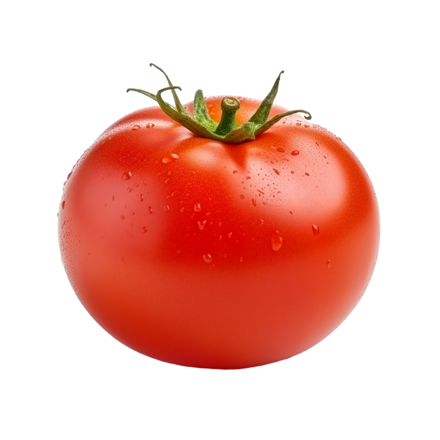 a red tomato with water droplets on it