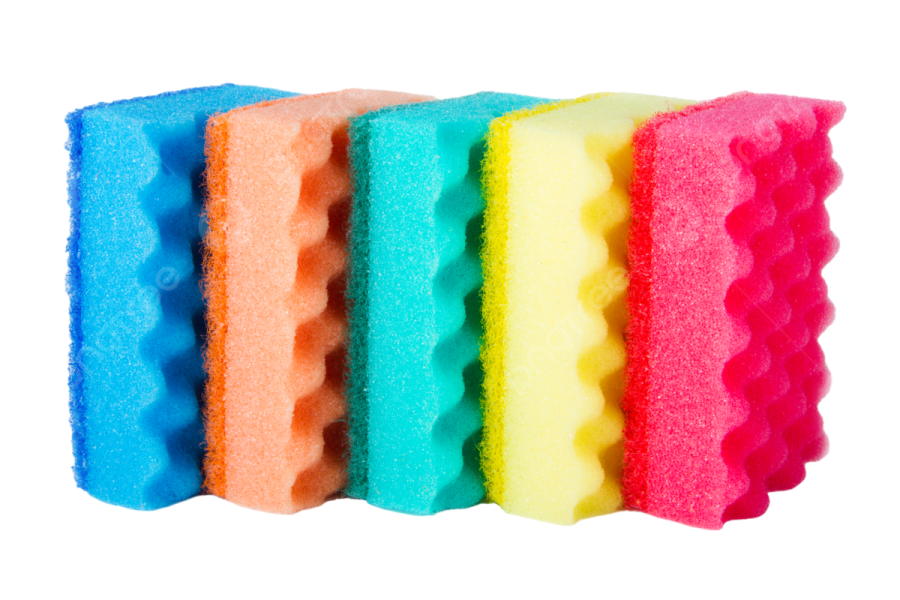 colorful sponges on white background