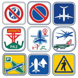a bunch of different signs on a white background