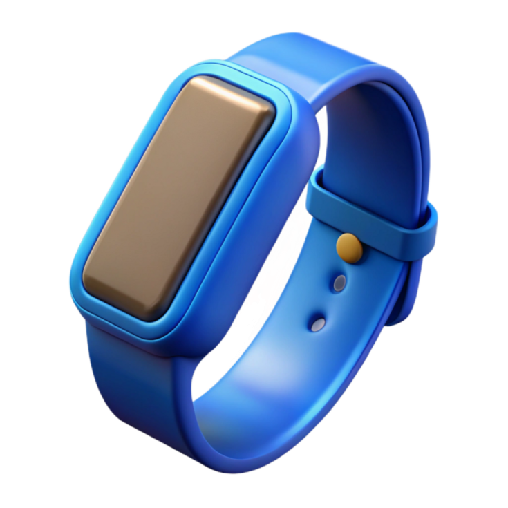a blue smart watch on a white background