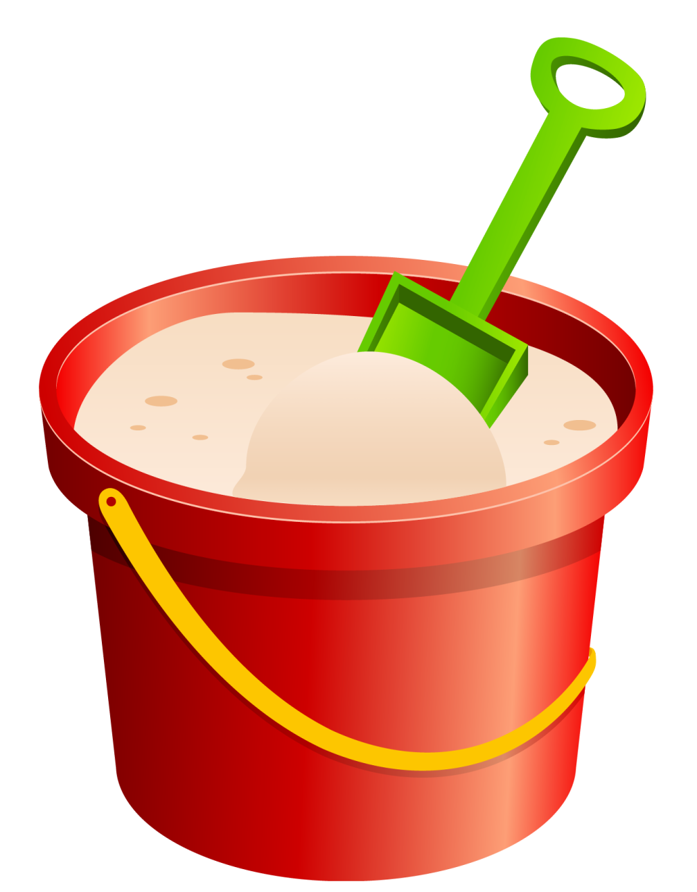 a bucket with a shovel in it