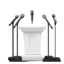a podium with microphones on it