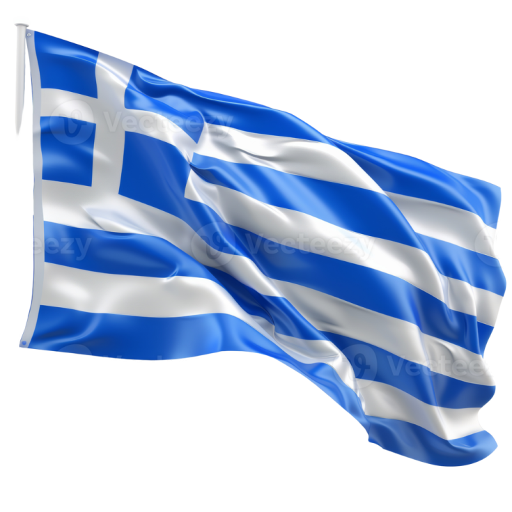 a greek flag waving in the wind
