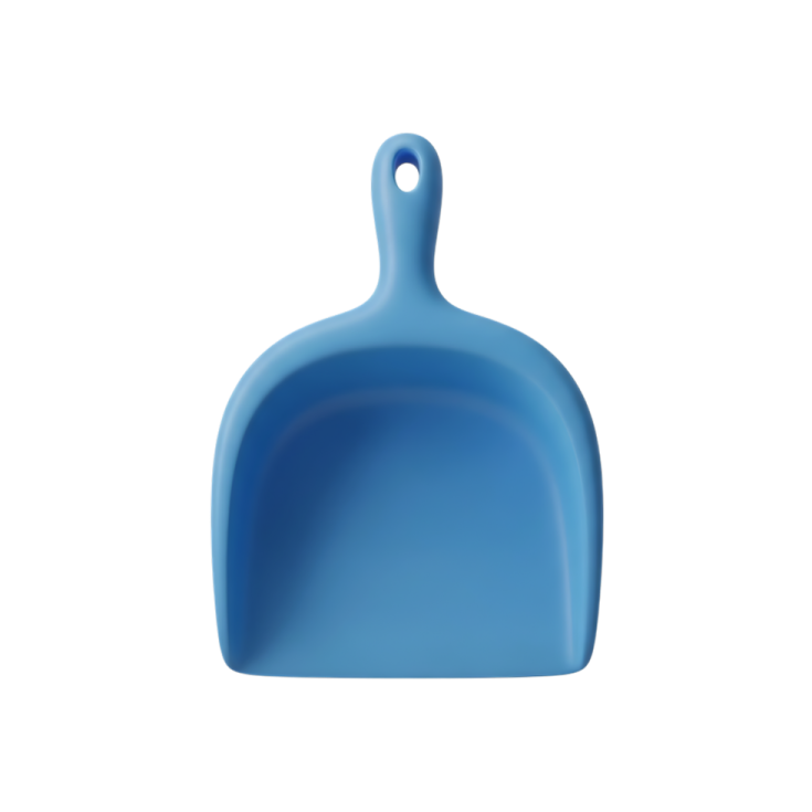 a blue plastic duster on a white background