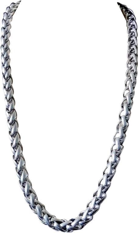 a silver chain on a white background