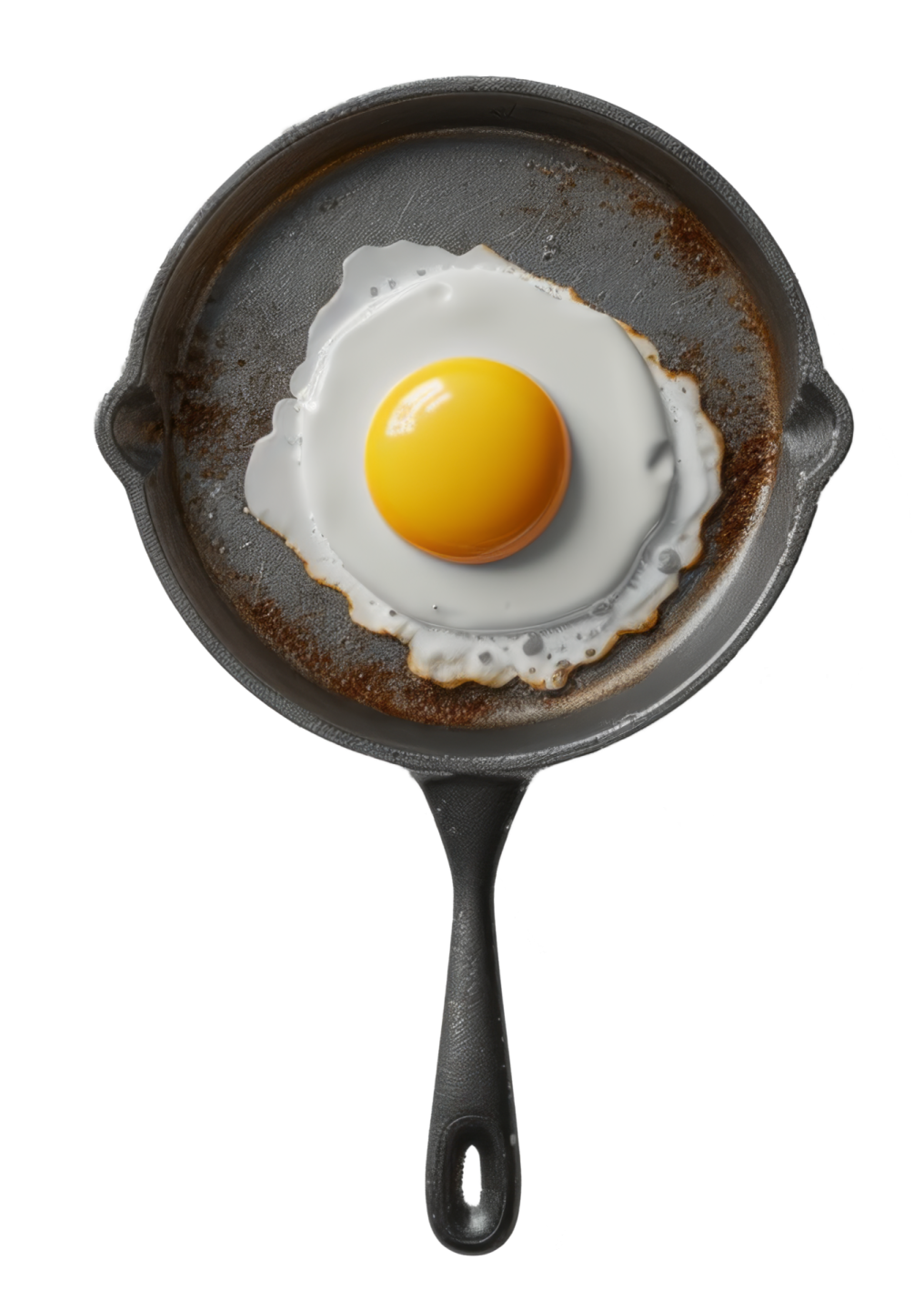 a fried egg in a frying pan