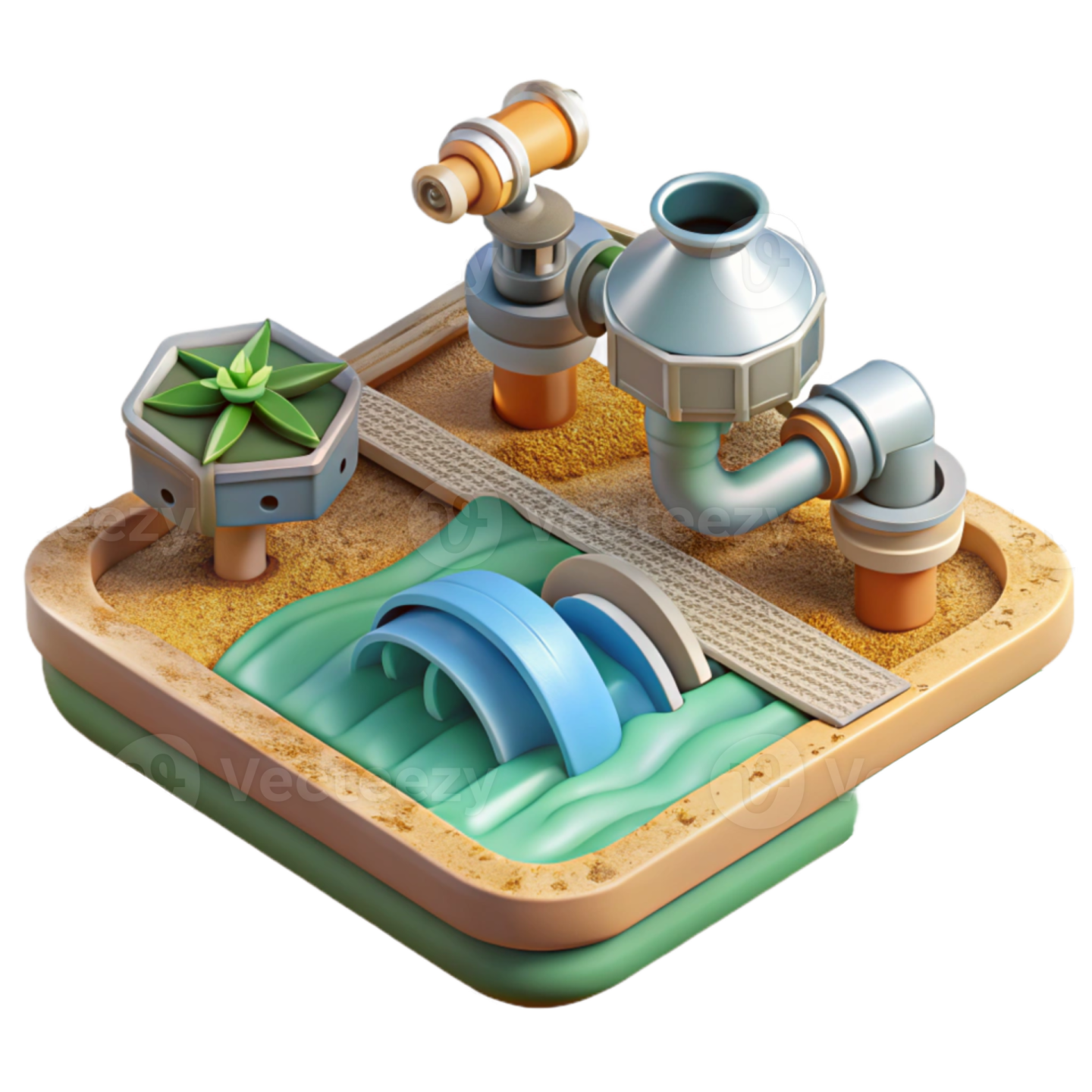 an image of a sandbox with various objects