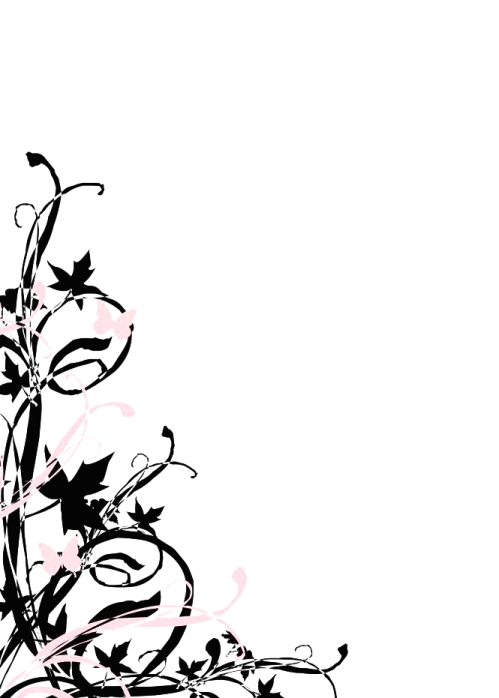 a black and white floral background with pink flowers