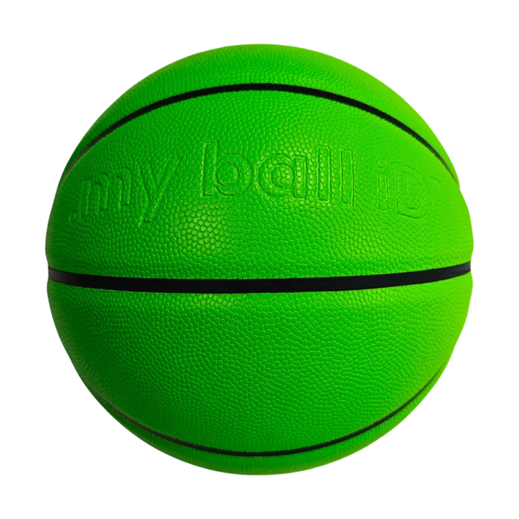 a green basketball ball on a white background