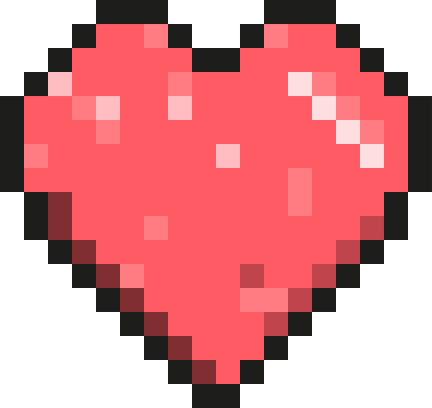 a pixel heart in the shape of a pixel