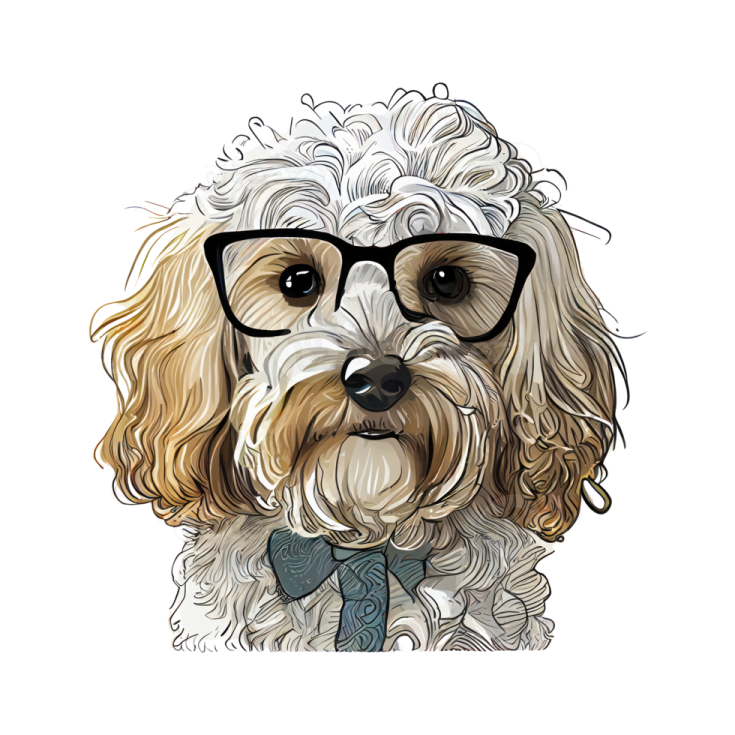 a dog with glasses and a bow tie