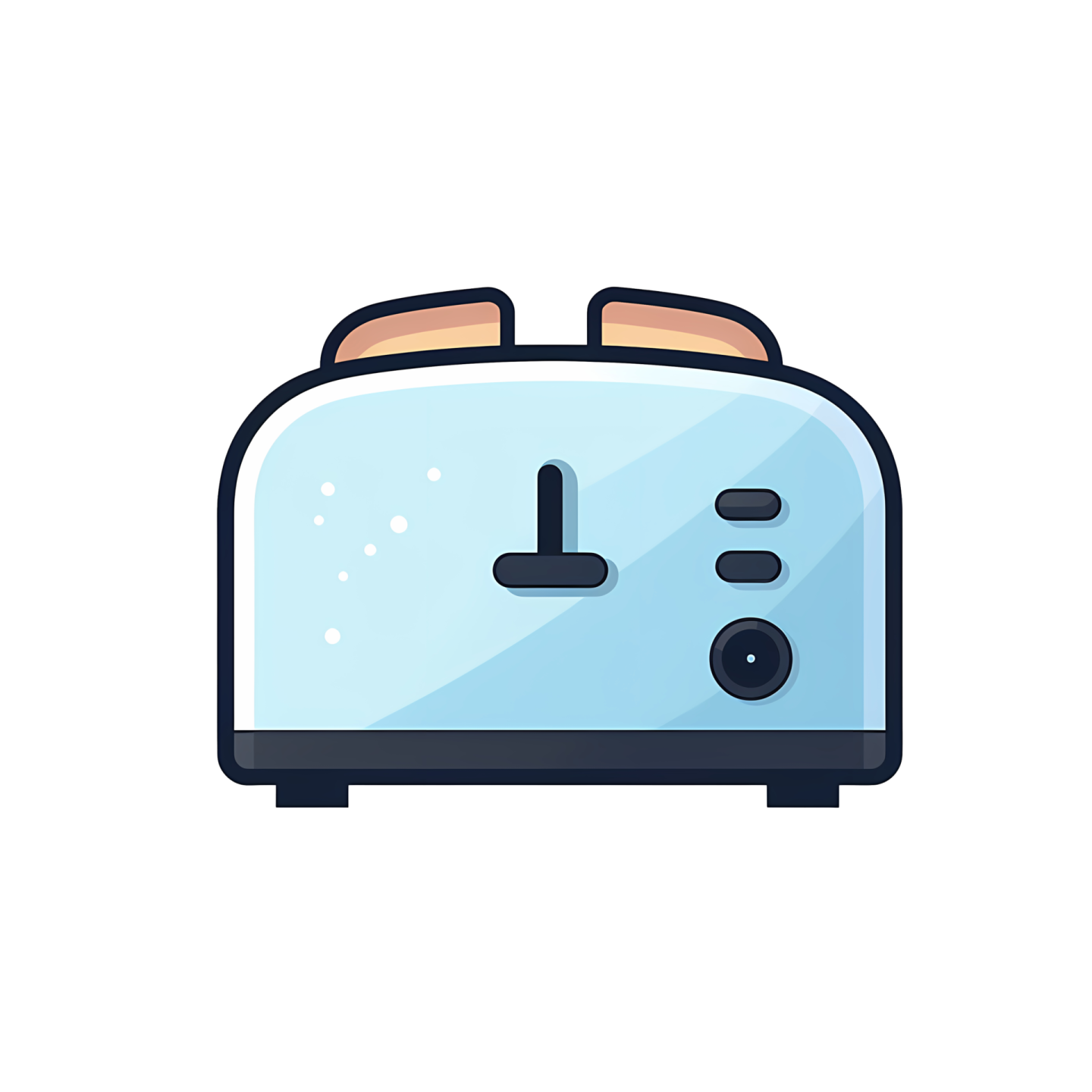 a blue toaster with two slices on it