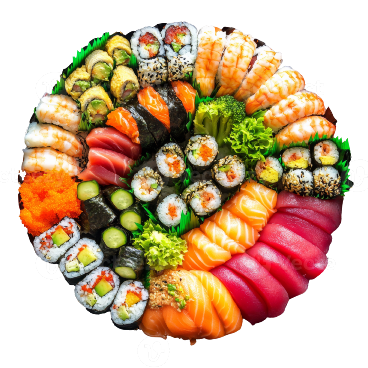 a plate filled with different types of sui