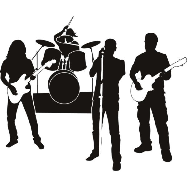 silhouettes of musicians and drummers