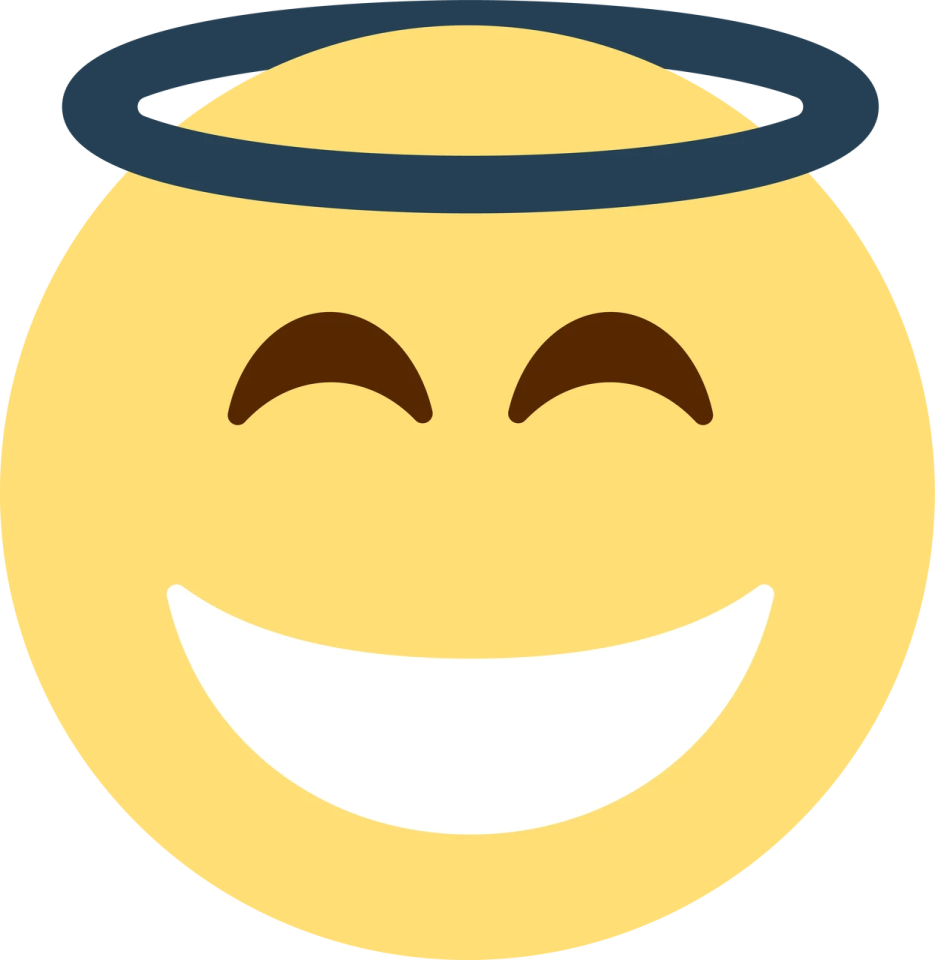 a smiley face with an angel halo around it