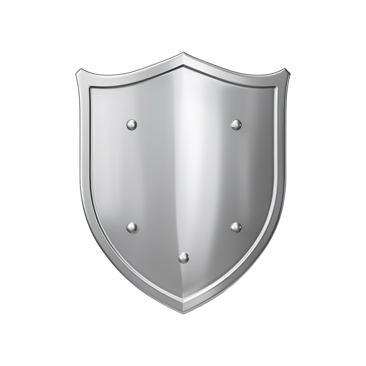 a silver shield on a white background