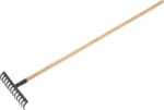 a shovel with wooden handle on a white background