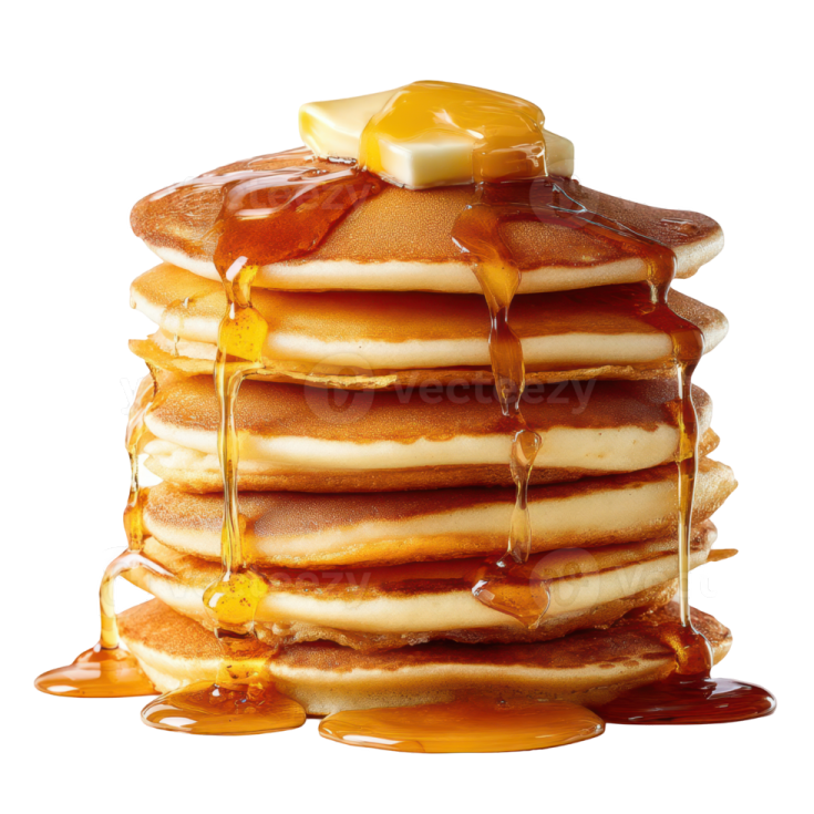 a stack of pancakes with syrup on top