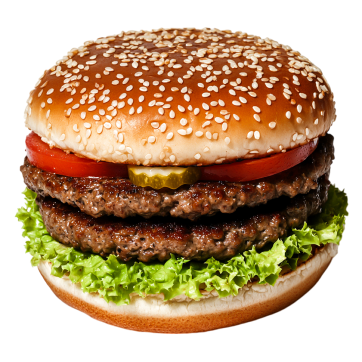 a hamburger on a white background