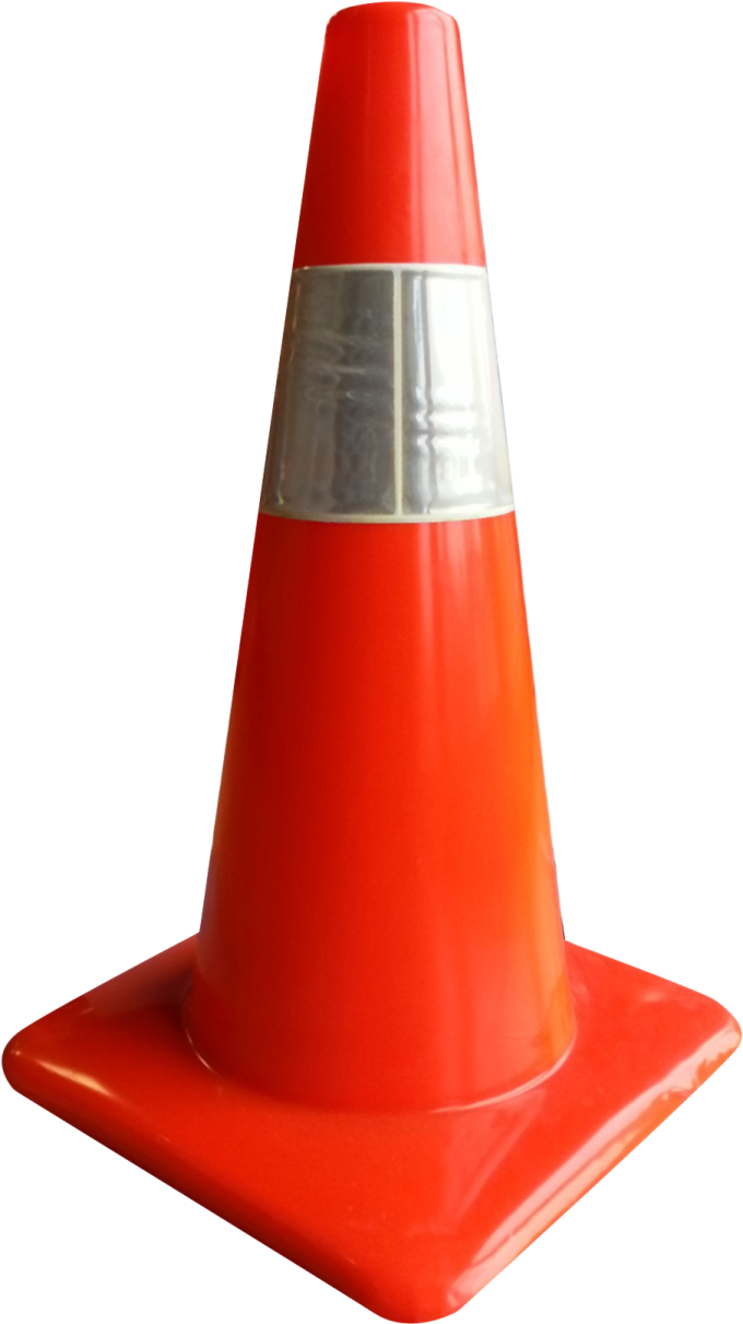 an orange traffic cone on a white background