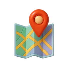 a map with a pin on top of it