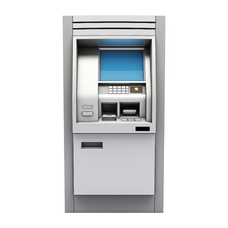 an atm machine on a white background