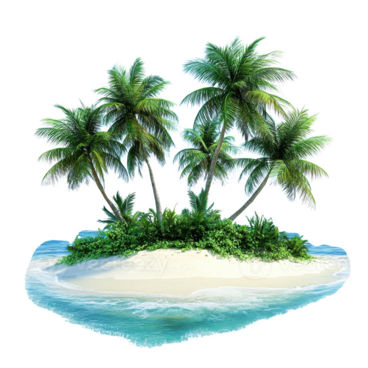 a tropical island with palm trees