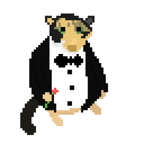 a pixeled image of a man in a tuxed suit