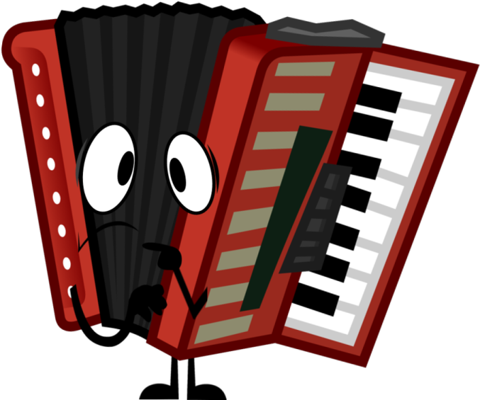 an accordion with a sad face