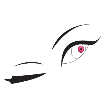 a black and white drawing of a woman's eyes