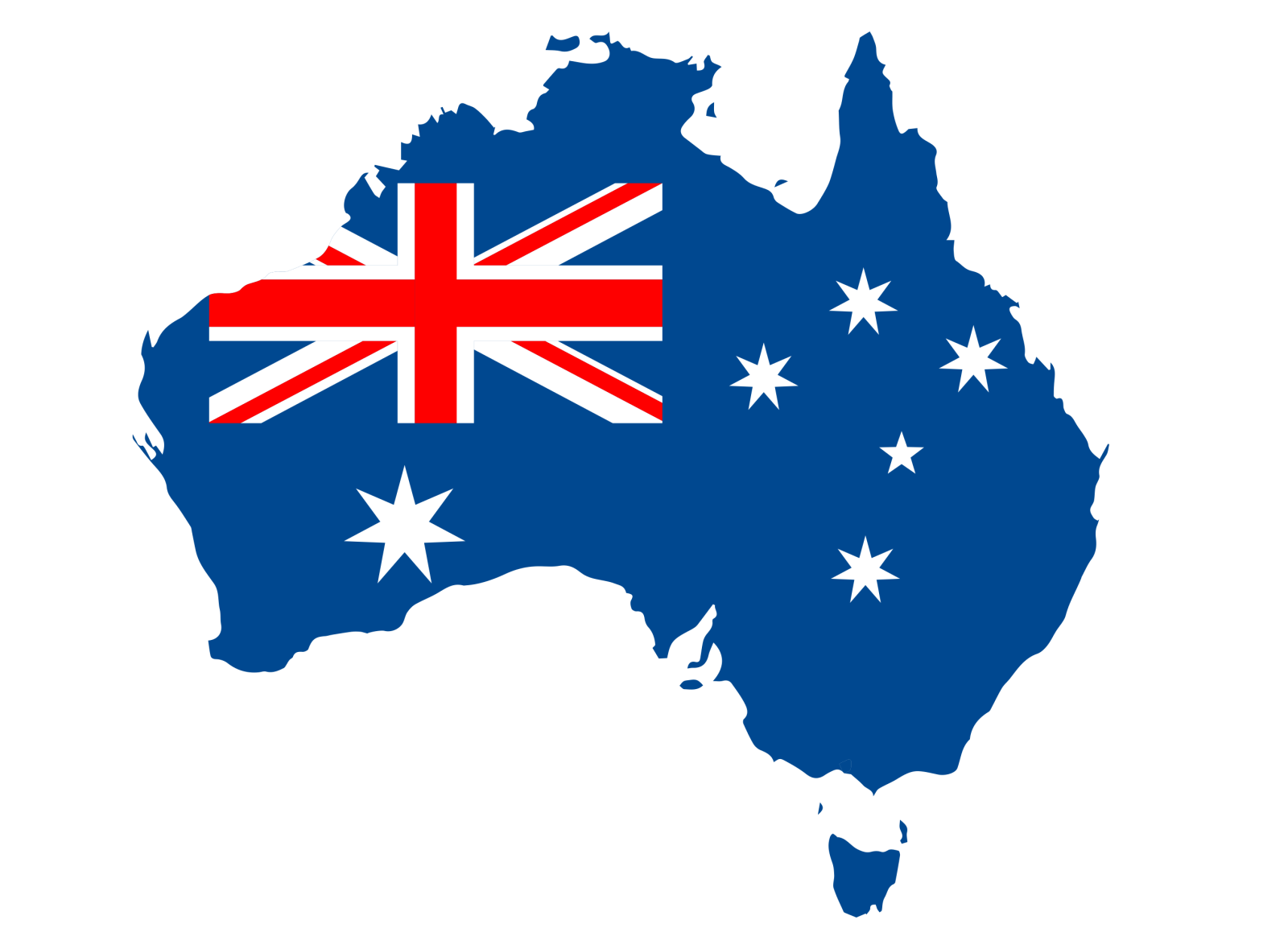 a map with the flag of australia