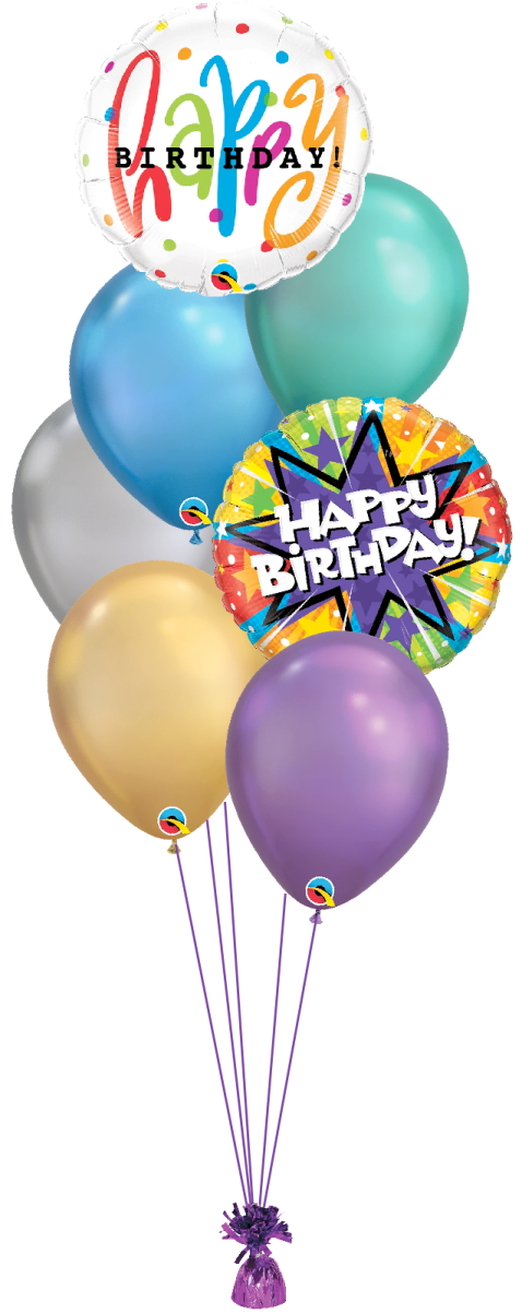 a bunch of balloons with the words happy birthday