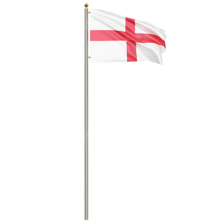 a white and red flag on a pole