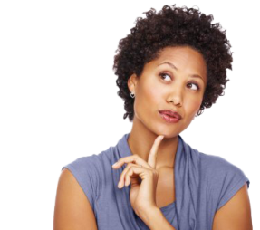 a woman with her hand on her chin looking up at the camera