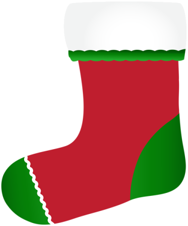 a red and green christmas stocking on a white background
