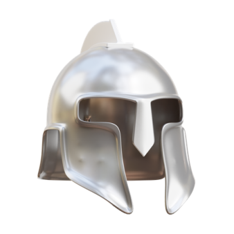 a silver helmet on a white background