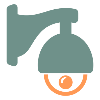 a blue and orange icon of a light bulb on a white background