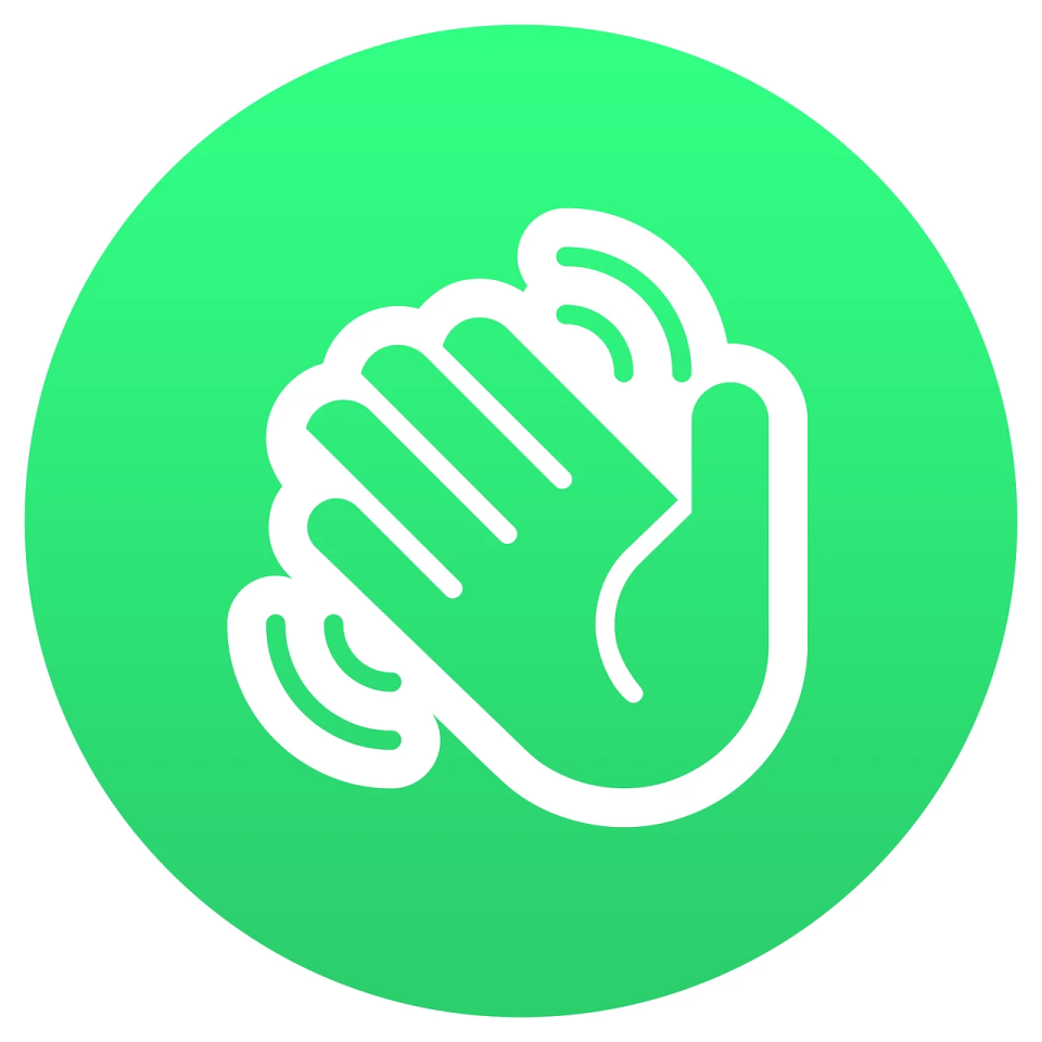 a green circle with a fist in the middle