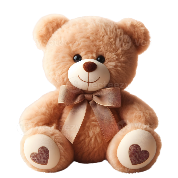 a teddy bear with a bow on it's neck