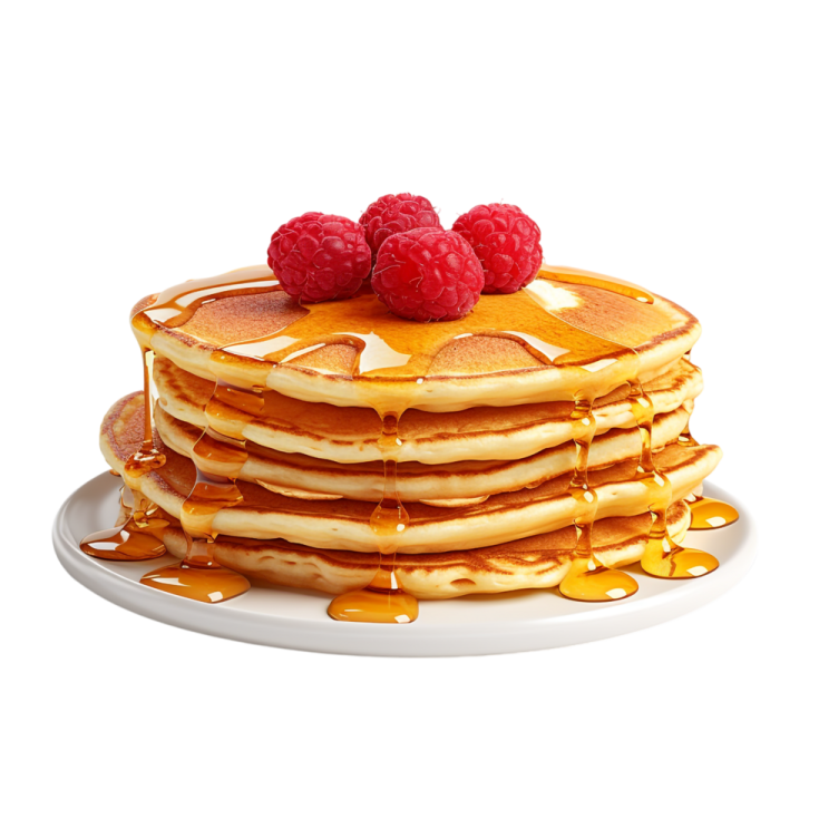 a stack of pancakes on a white plate