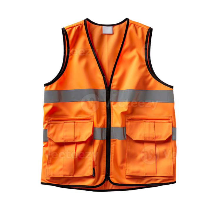 an orange safety vest on a white background