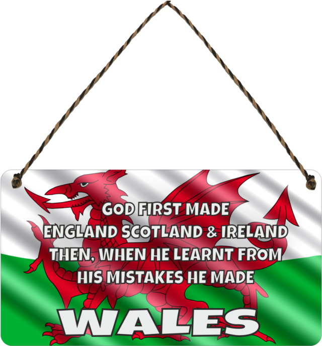 a welsh flag hanging on a wall