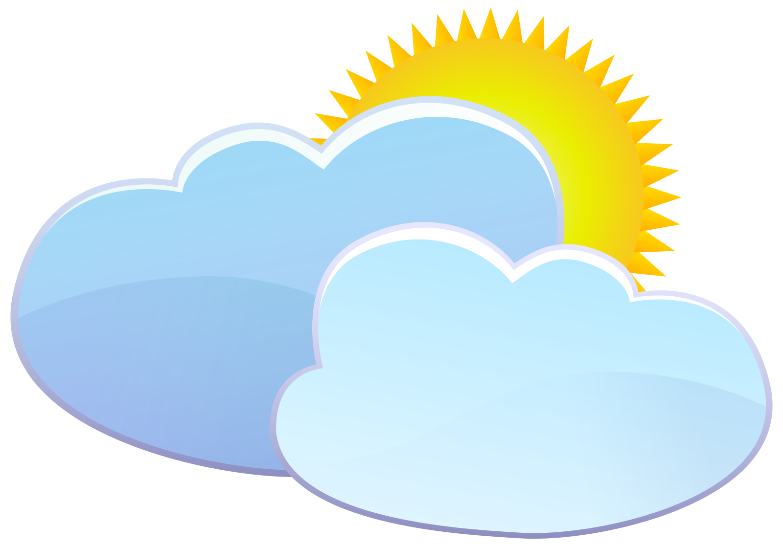 two clouds with the sun behind them