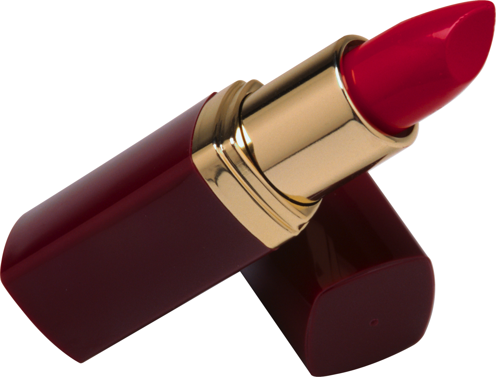 a red lipstick on a white background