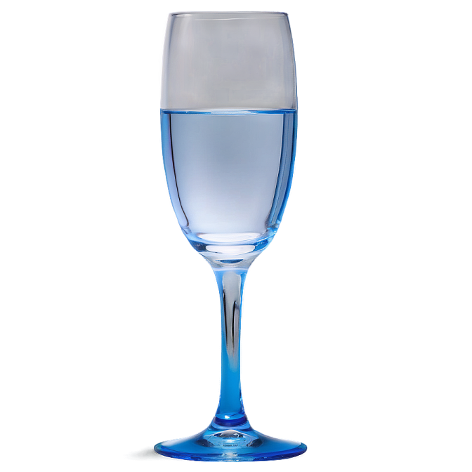 a glass filled with water on a white background